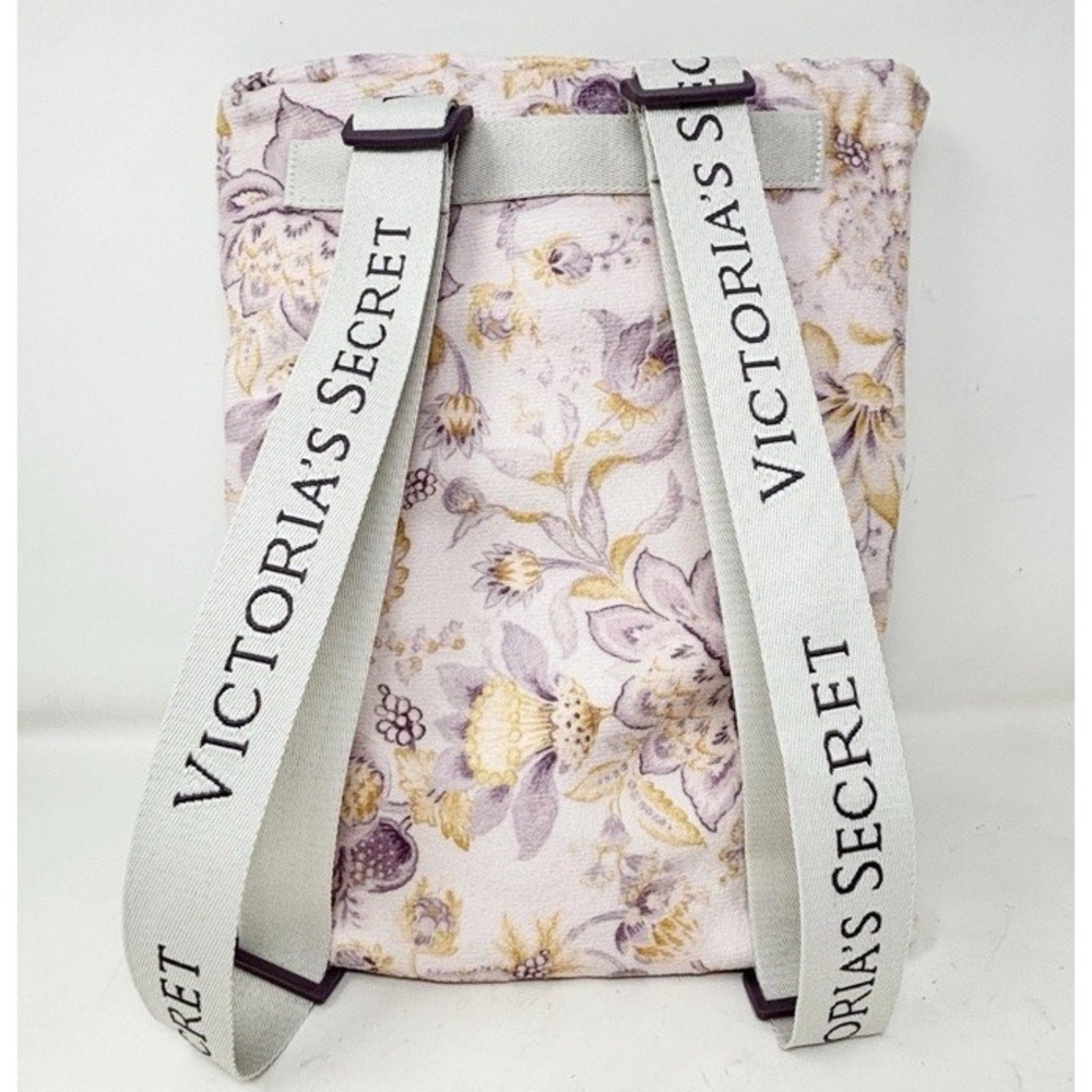 New VICTORIA'S SECRET Women's Purple Gold Print Logo 2 In 1 Beach Towel Backpack